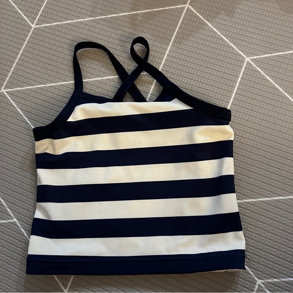 Hannah Andersson navy blue and white strip tankini